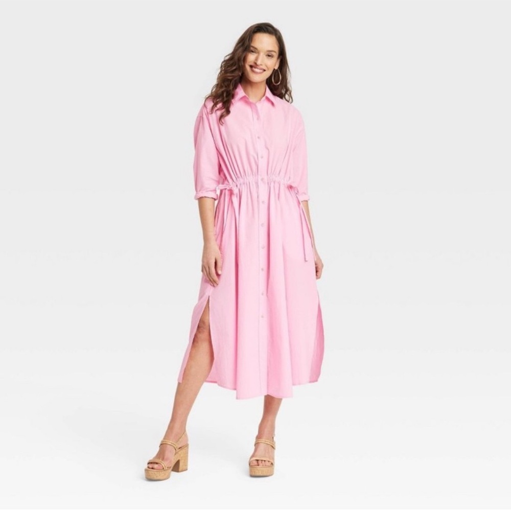 Universal Thread Pink Midi Dress with Peter Pan Collar